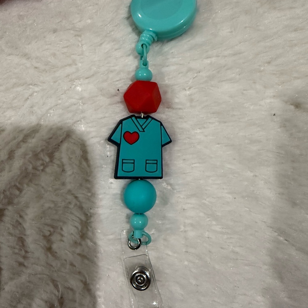 Blue and Red Nurse Badge Reel